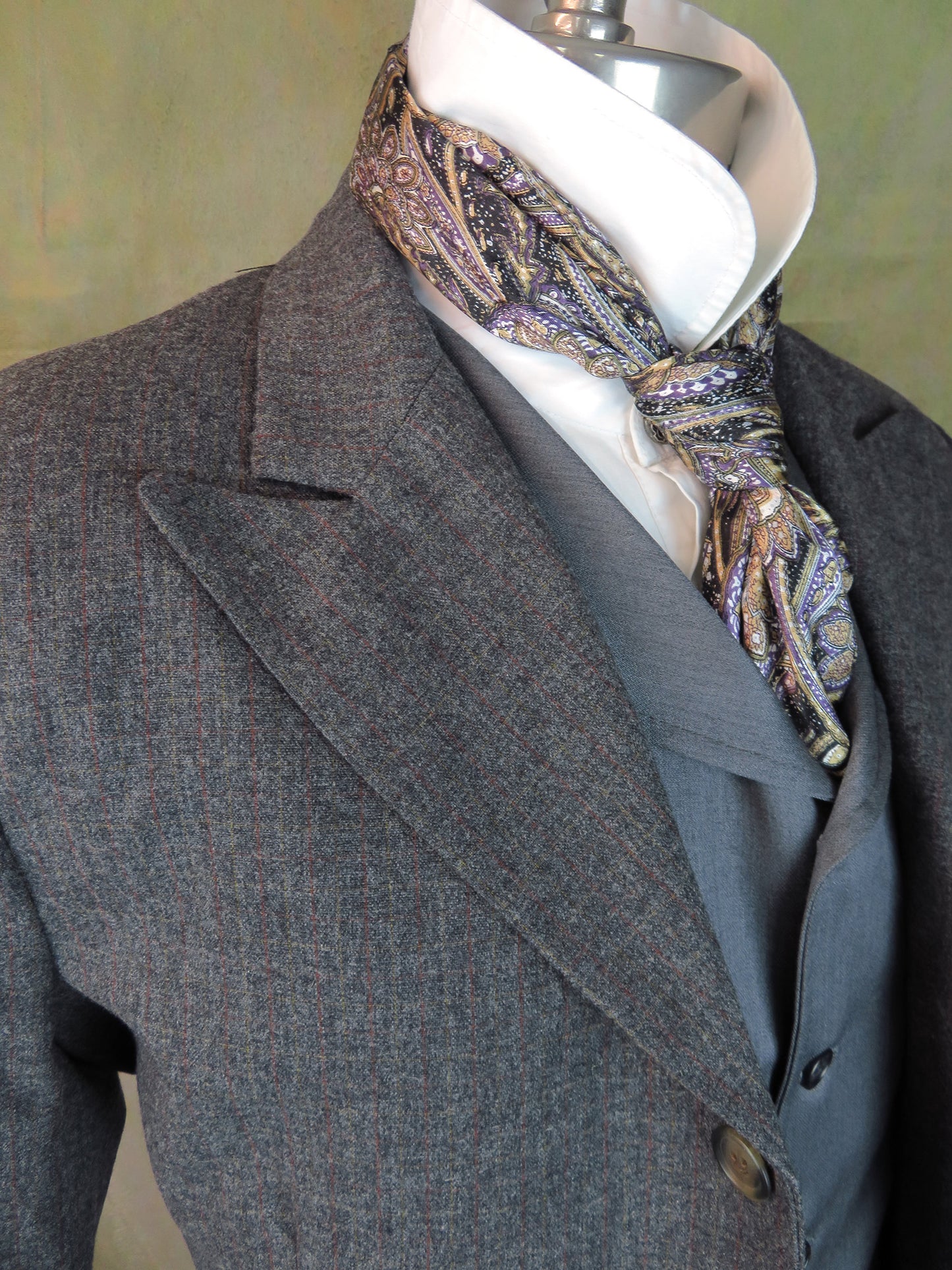 Men's Town Coat - Grey with Copper Windowpane