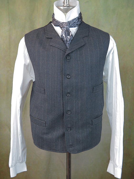 Men's Notch Vest - Autumn Grey and Red Windowpane