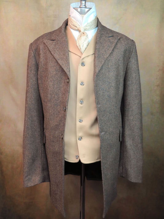 Men's Town Coat - Cedar Brown Donegal Tweed
