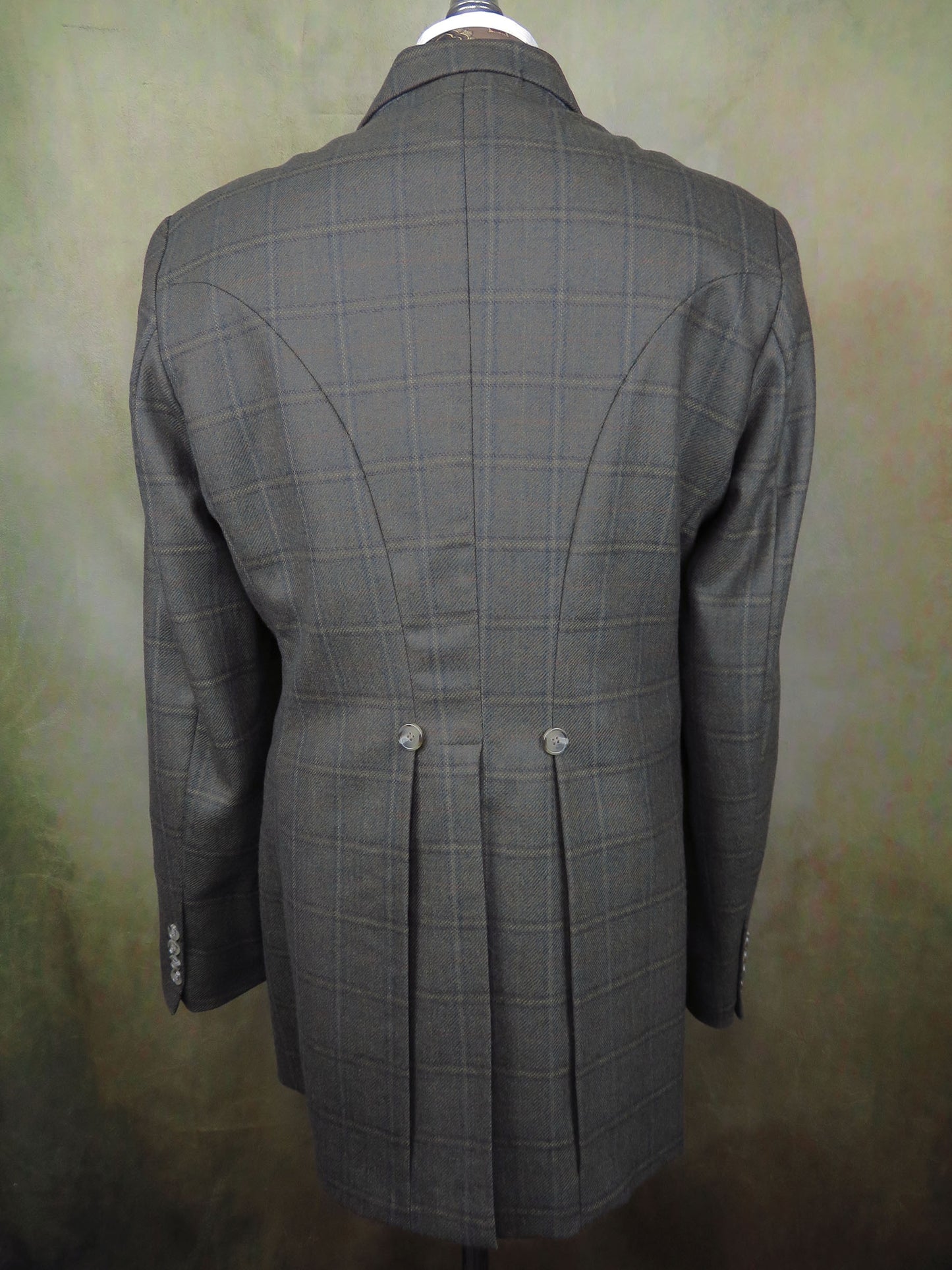 Men's Town Coat - Forest Green with Rust Windowpane