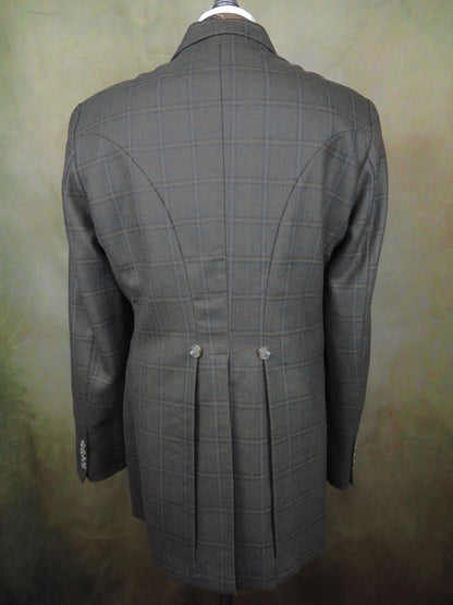 Men's Town Coat - Forest Green with Rust Windowpane