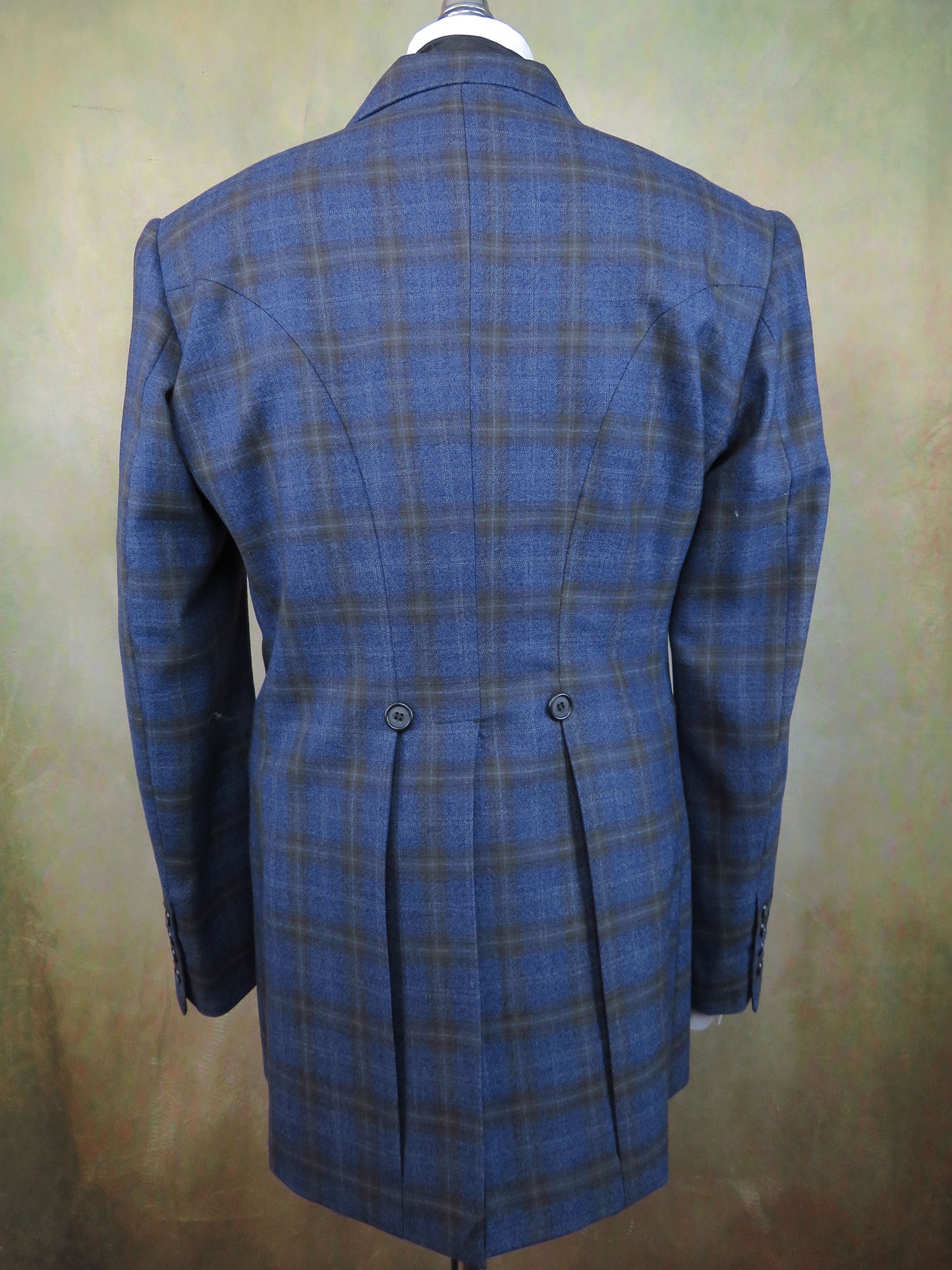 Men's Town Coat - Blue and Brown Windowpane #991-B