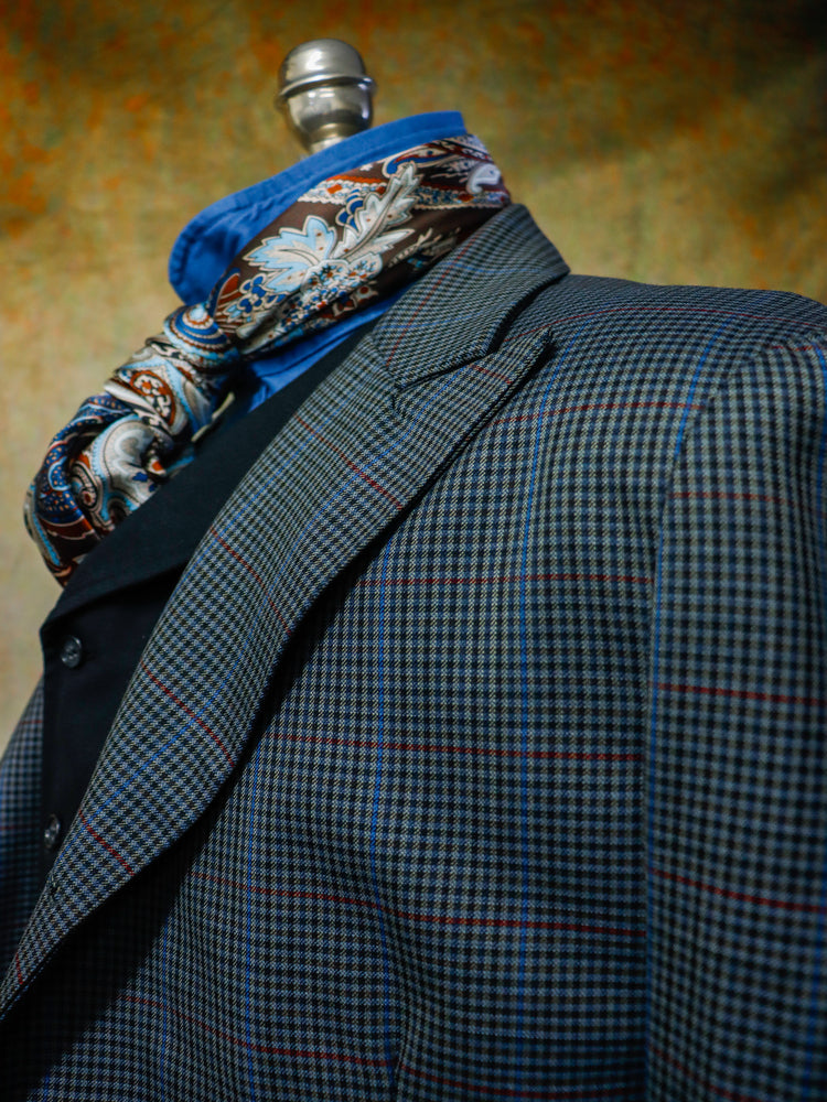 Men's Town Coat - Mini Check with Royal Blue Windowpane