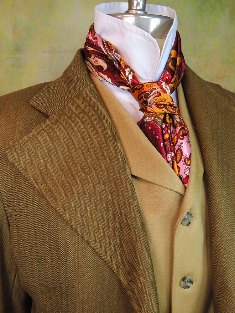 Men's Frock Coat - Light Tan Wool Cashmere Blend Herringbone