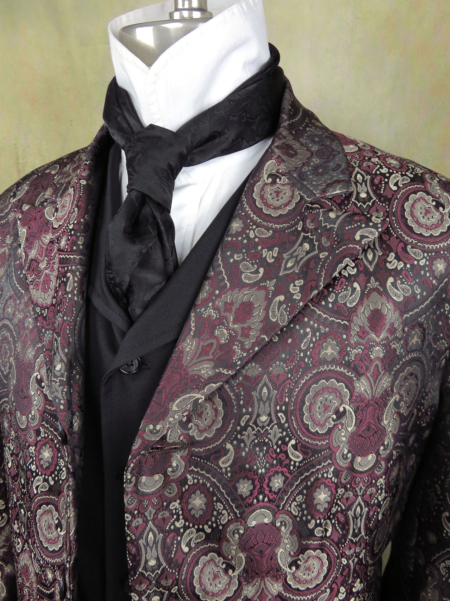 Men's Town Coat - Burgundy Brocade
