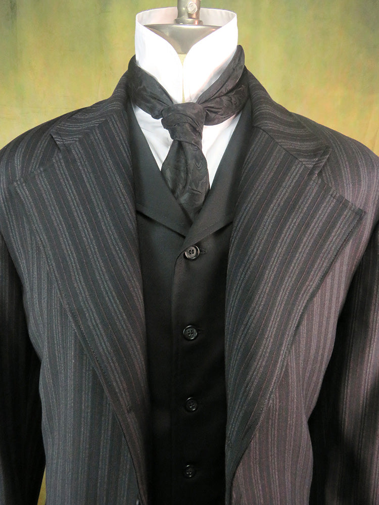 Men's Frock Coat - Black with Charcoal and Copper Stripe