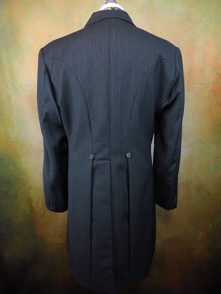 Men's Frock Coat - Black Worsted with Faint Pinstripe