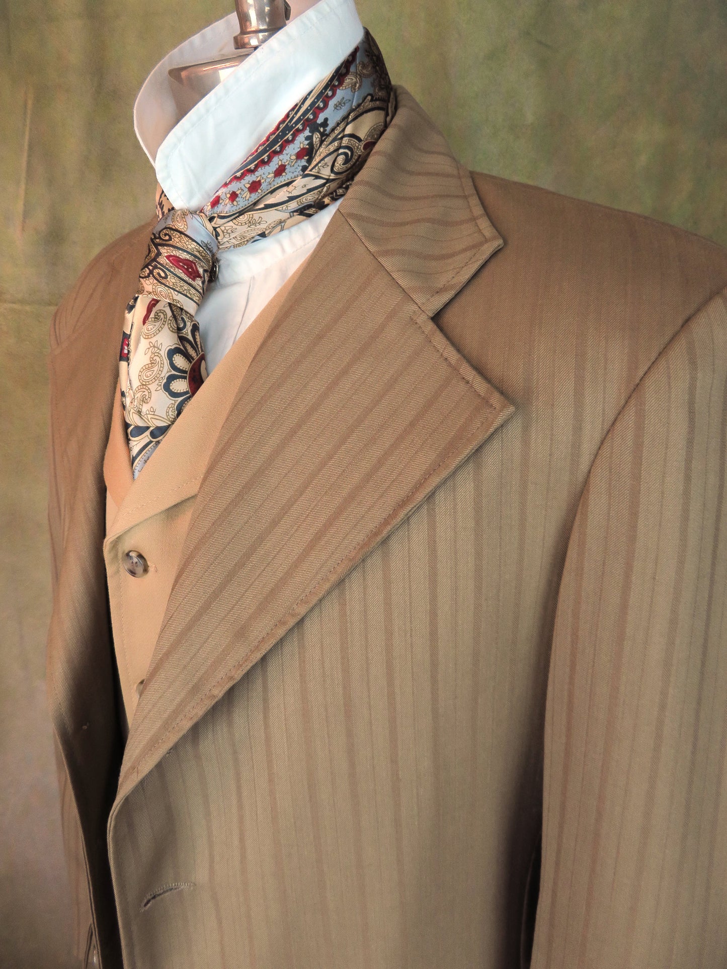 Men's Frock Coat - Alternating Stripe Tan Tropical Worsted