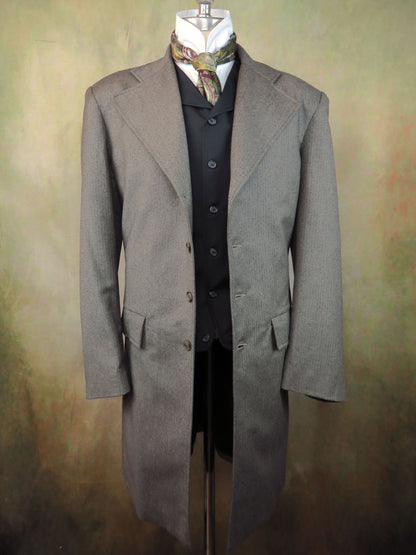 Men's Frock Coat - Cedar Brown Mini Herringbone