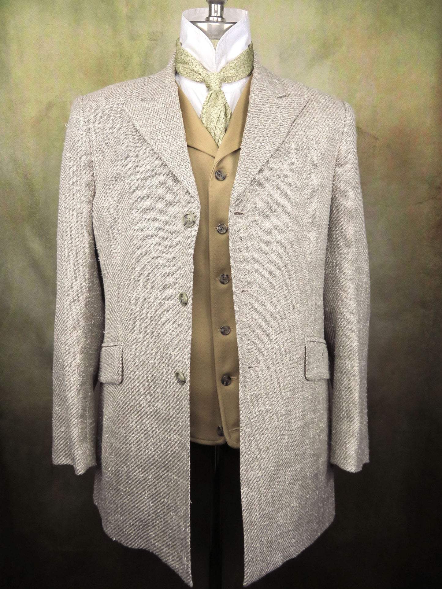 Men's Town Coat - Ivory Diagonal Stripe #341