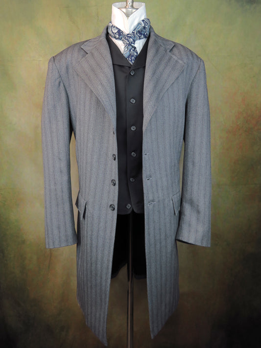 Men's Frock Coat - Grey with Blue Stripe