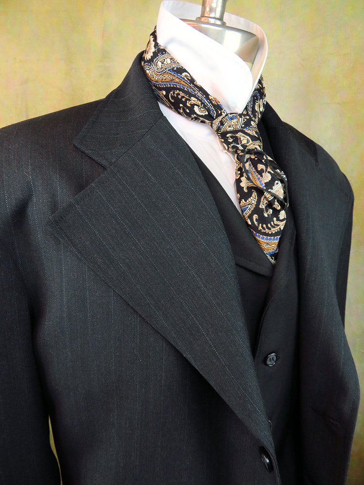 Men's Frock Coat - Black Worsted with Faint Pinstripe