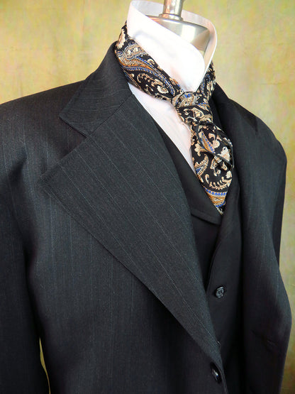 Men's Frock Coat - Black Worsted with Faint Pinstripe