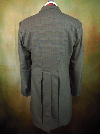 Men's Frock Coat - Dark Mini Houndstooth with Navy and Rust