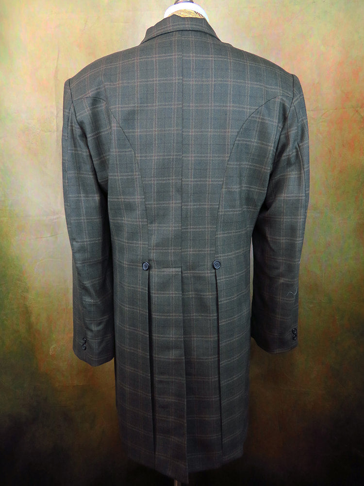 Men's Frock Coat - Pine Green Windowpane Plaid