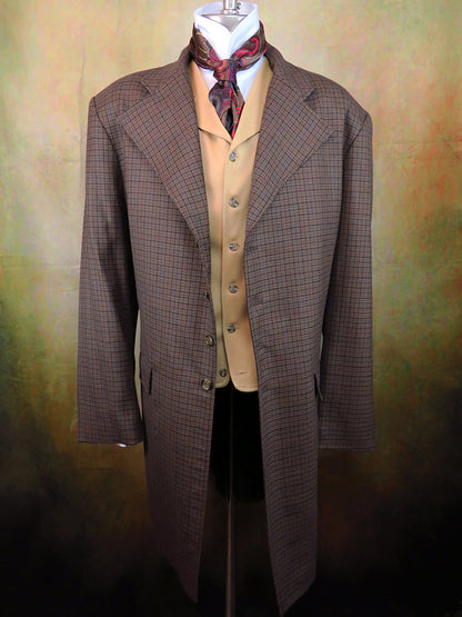 Men's Frock Coat - Dark Brown Check with Windowpane