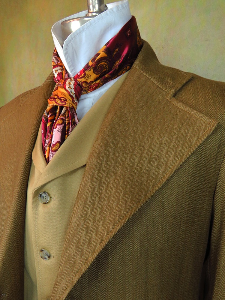 Men's Frock Coat - Light Tan Wool Cashmere Blend Herringbone