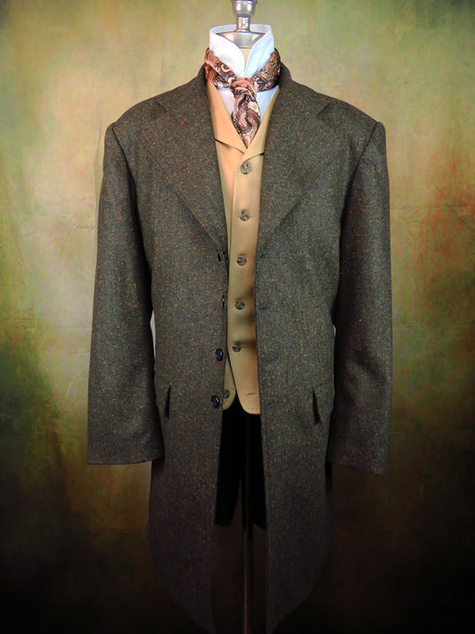 Men's Frock Coat - Dark Green Donegal Tweed