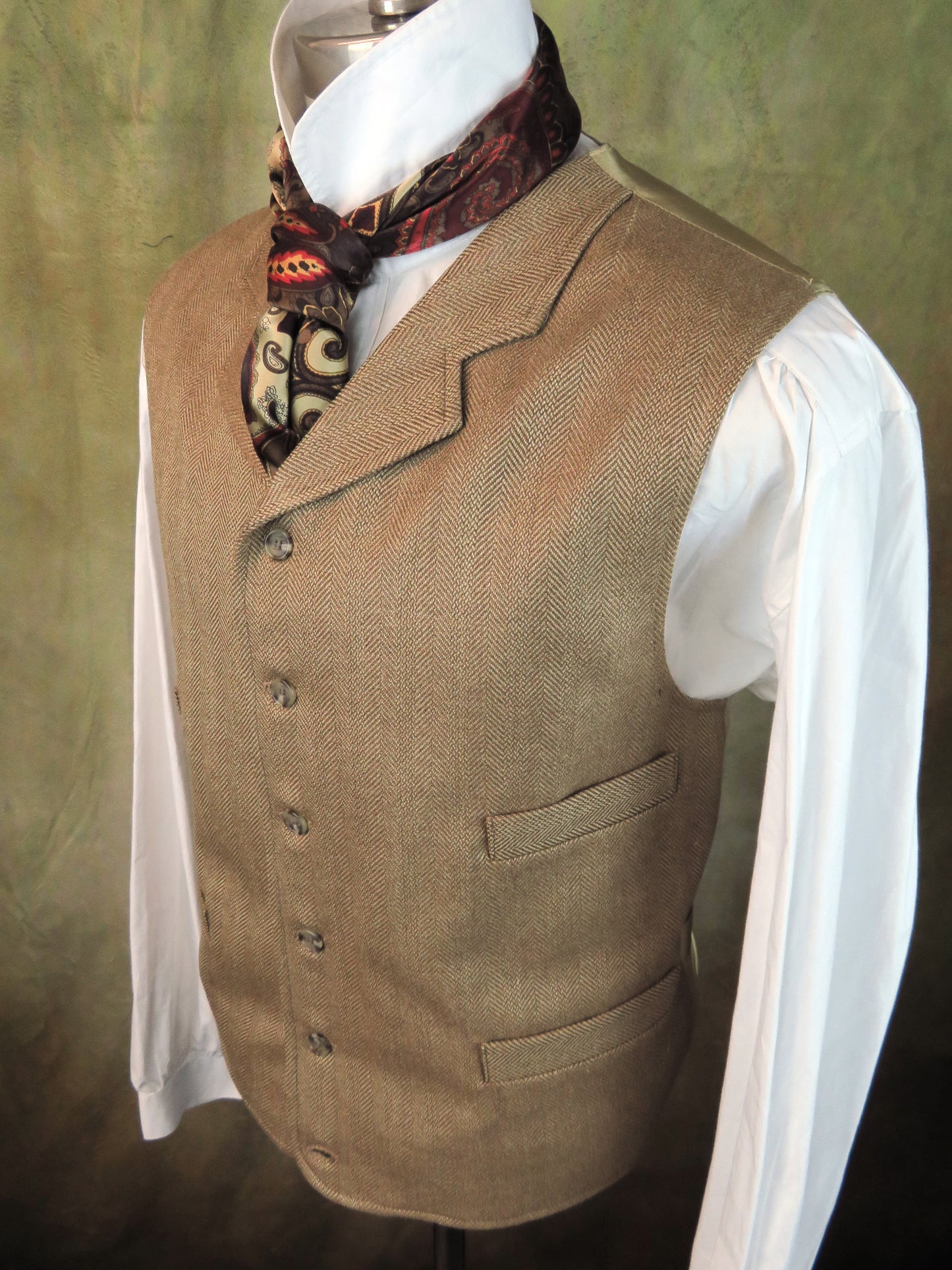 Men's Notch Vest - Camel Herringbone Limited Fabric #991
