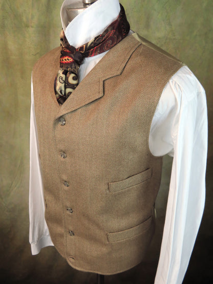 Men's Notch Vest - Camel Herringbone Limited Fabric #991
