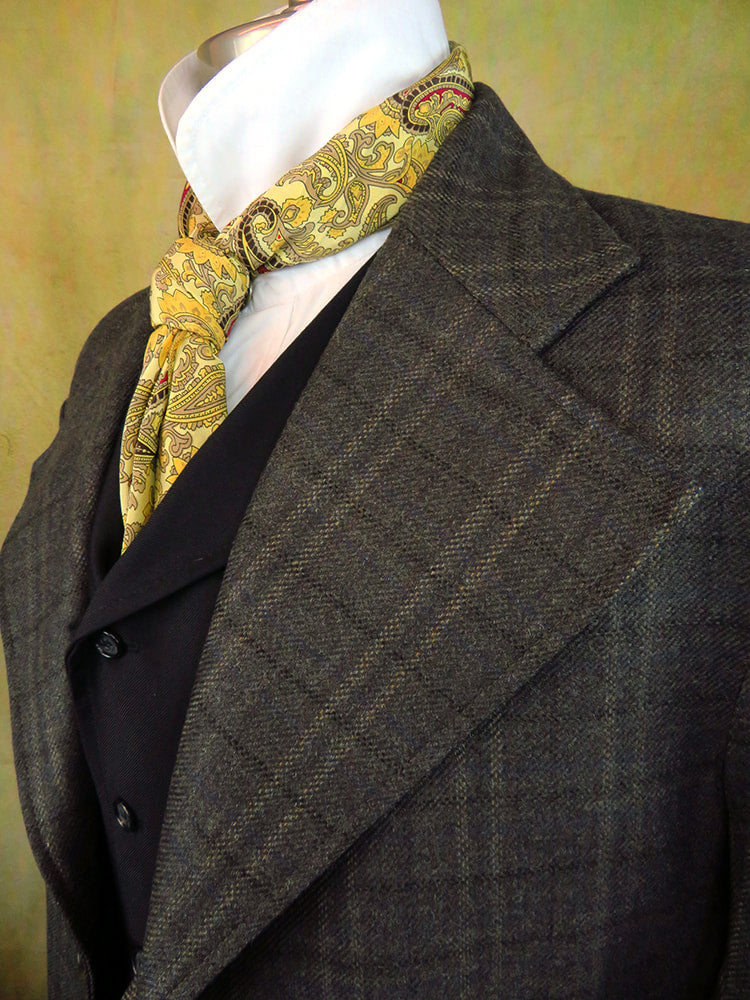 Men's Frock Coat - Shadow Grey Plaid with Dark Blue