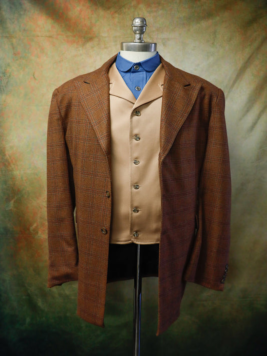 Men's Town Coat - Copper with Bronze and Brown Glen Plaid