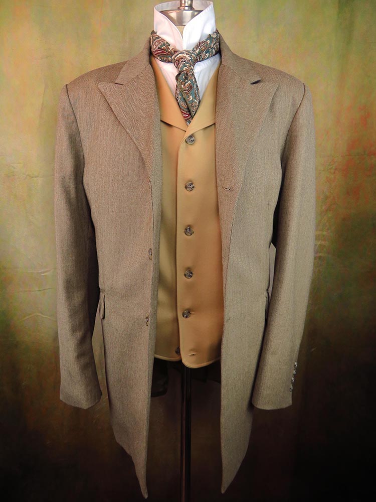 Men's Town Coat - Muted Tan Herringbone