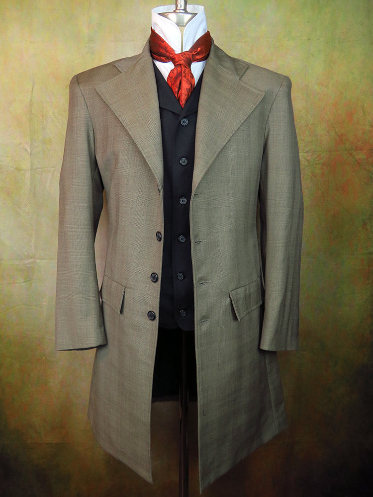 Men's Frock Coat - Rhino Grey Glen Plaid