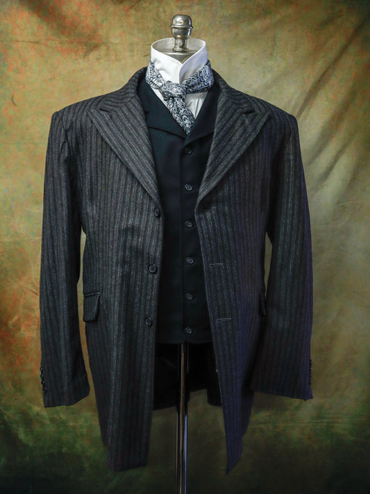 Men's Town Coat - Charcoal with Grey Shadowstripe