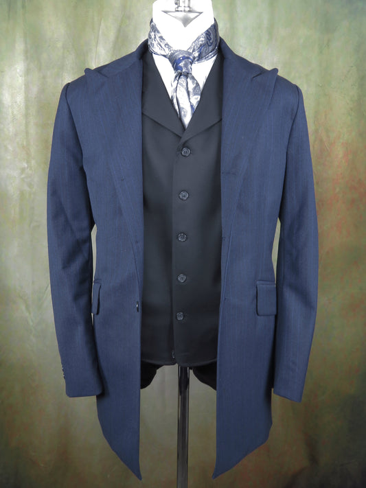 Men's Town Coat - Blue Diagonal Royal Pinstripe