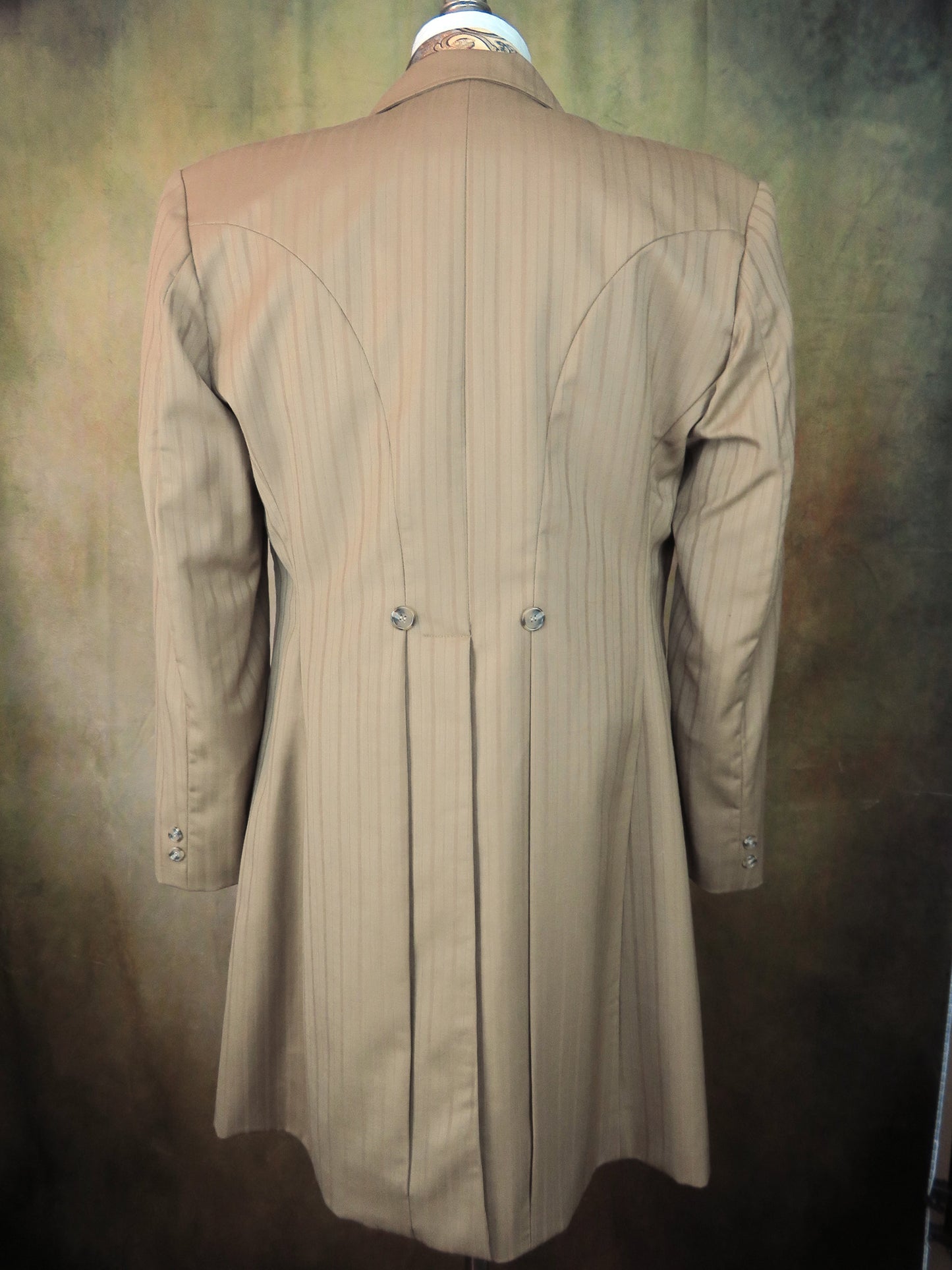 Men's Frock Coat - Alternating Stripe Tan Tropical Worsted
