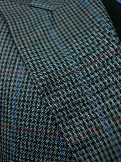 Men's Town Coat - Mini Check with Royal Blue Windowpane
