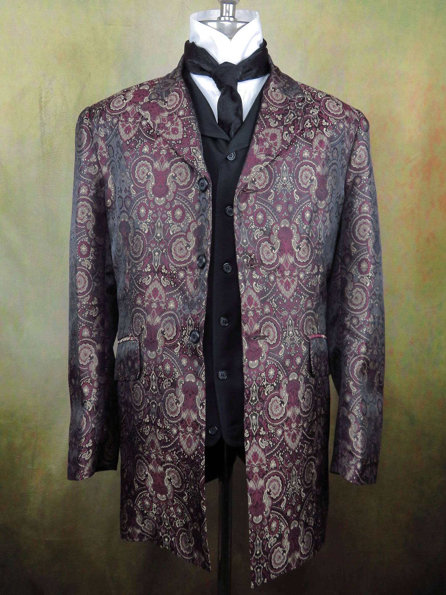 Men's Town Coat - Burgundy Brocade