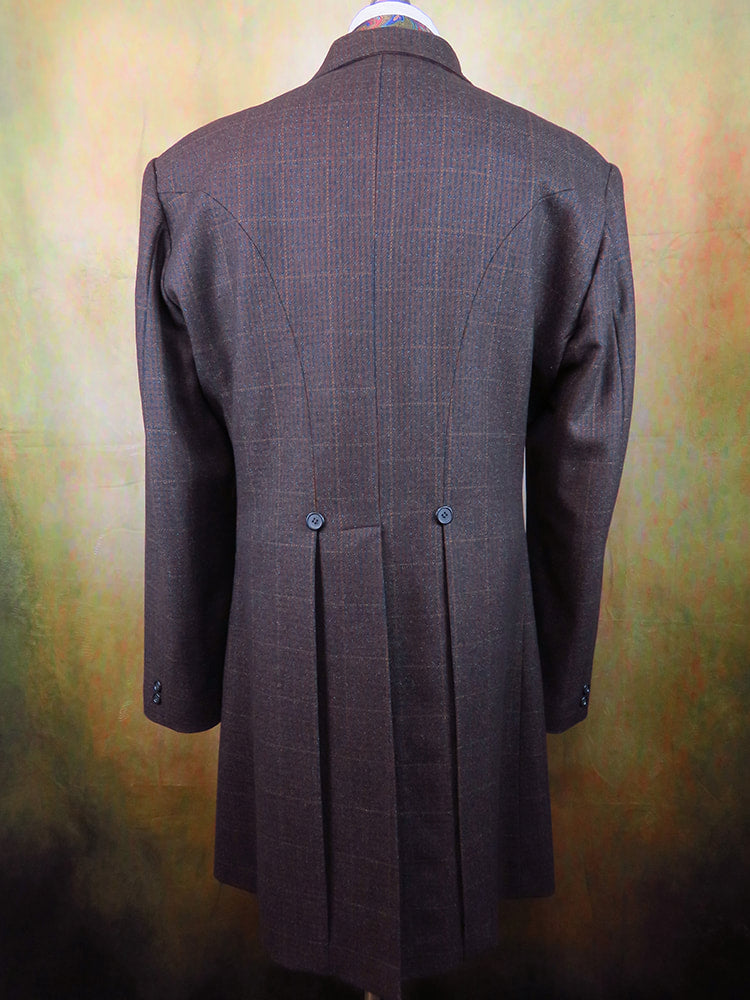 Men's Frock Coat - Ruddy Brown Tweed with Windowpane