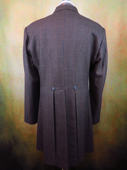 Men's Frock Coat - Ruddy Brown Tweed with Windowpane