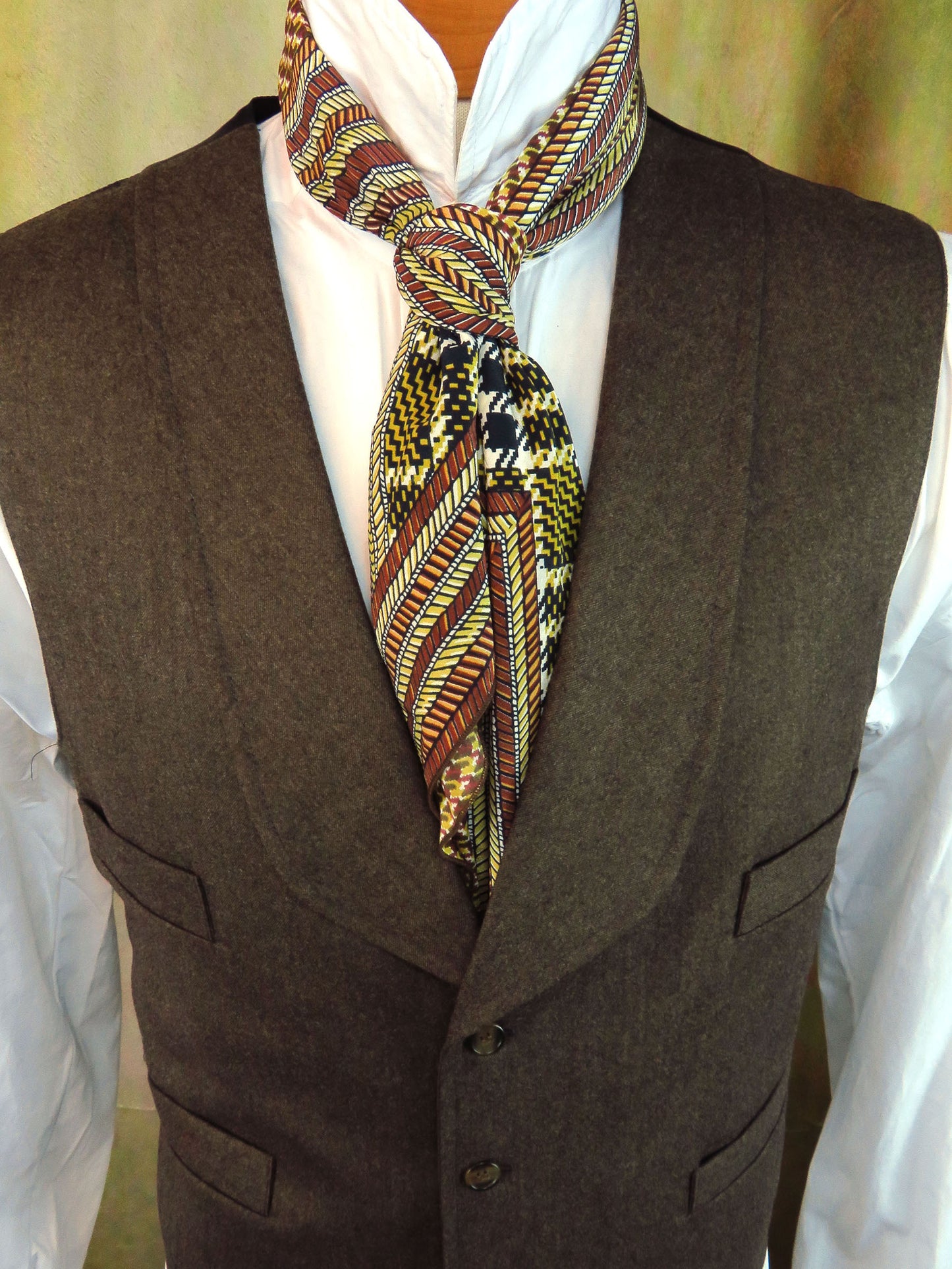 Men's Shawl Vest - Spice Brown Wool