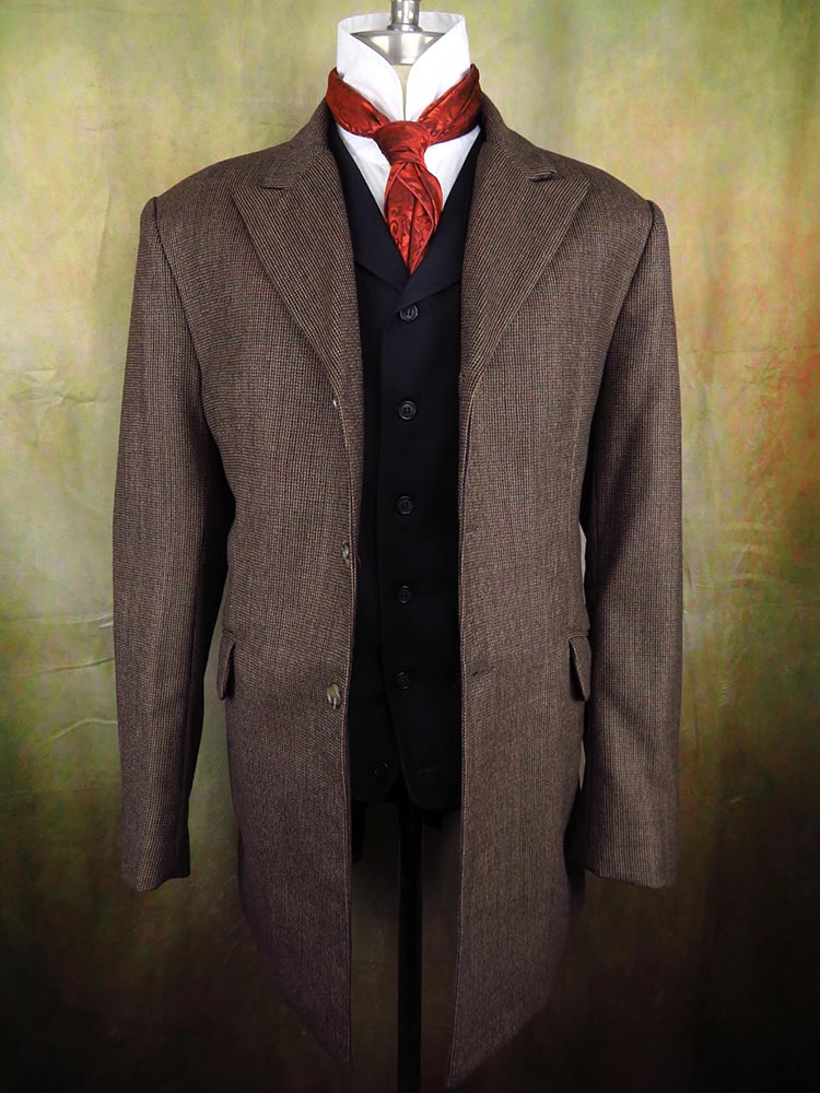Men's Town Coat - Brown and Rust Mini Check #442