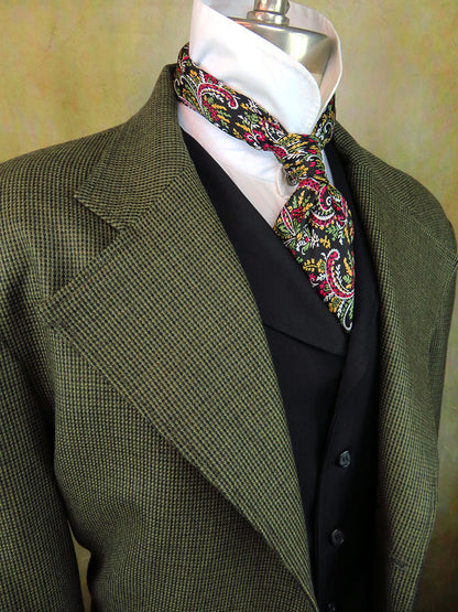 Men's Frock Coat - Green and Brown Mini Check 442a