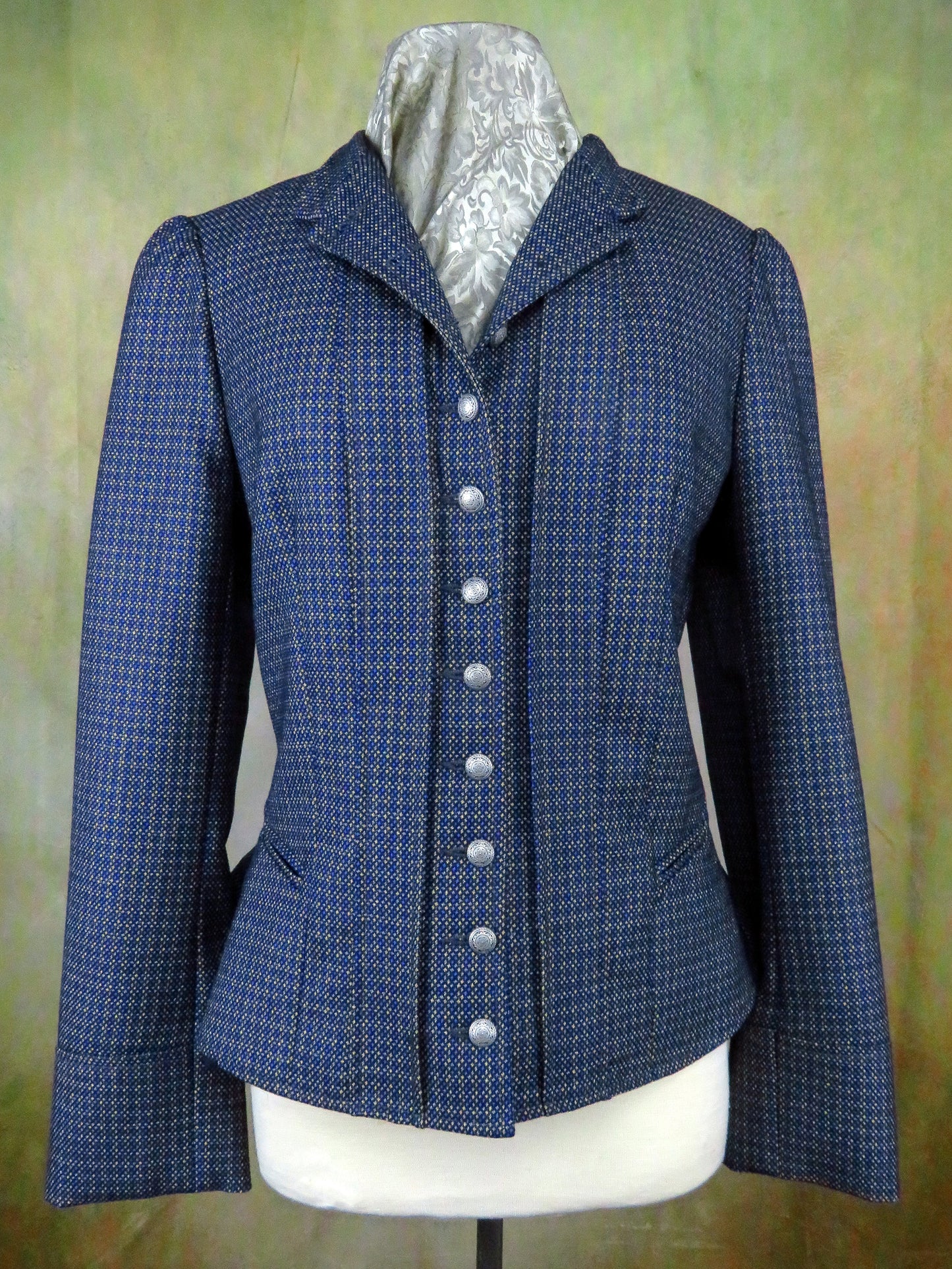 Women's Victoriana Jacket - Navy & Gold Micro Honeycomb