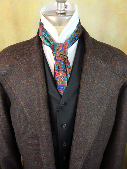 Men's Frock Coat - Ruddy Brown Tweed with Windowpane
