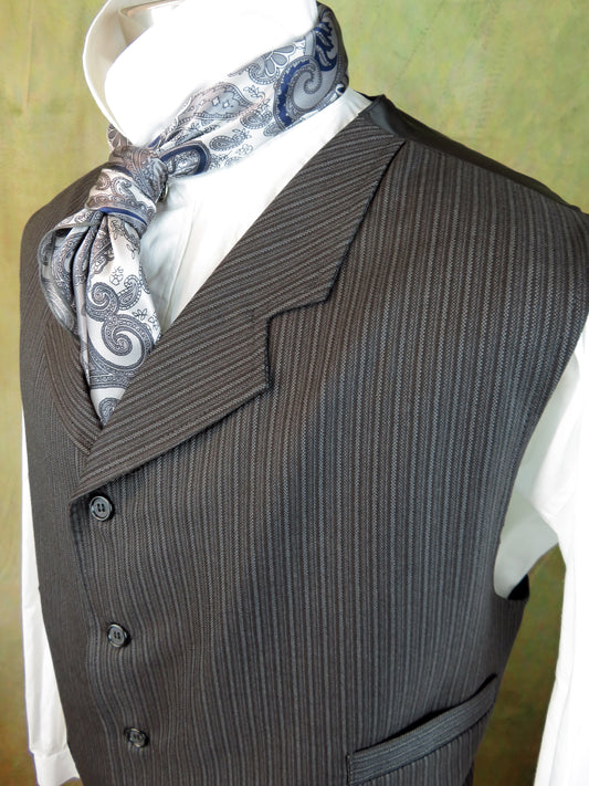 Men's Notch Vest - Stonewashed Blue Antique Morning Stripe #29-B