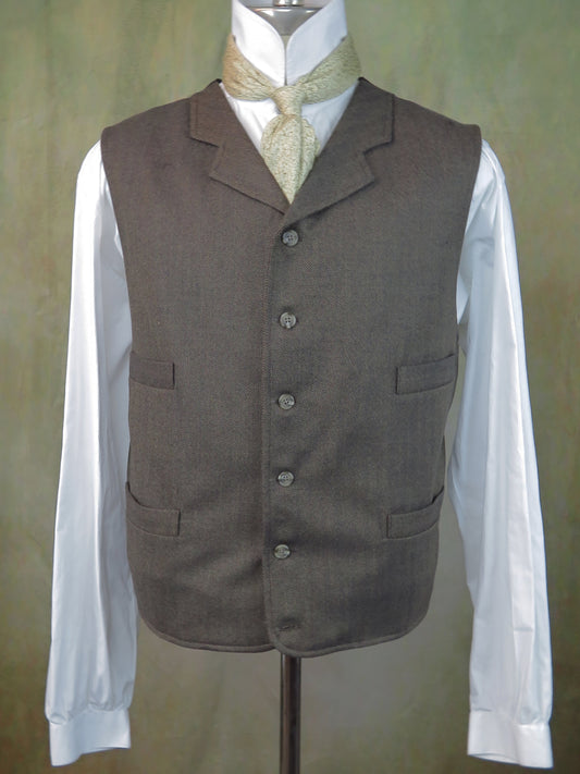 Men's Notch Vest - Coffee Brown Herringbone (484-B)