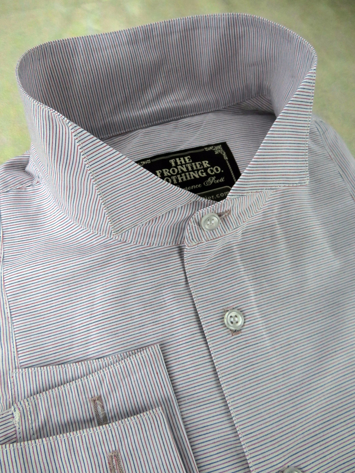 Red and Grey Pencil Stripe Men's Tuxedo Shirt