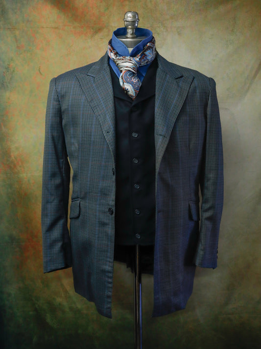 Men's Town Coat - Mini Check with Royal Blue Windowpane