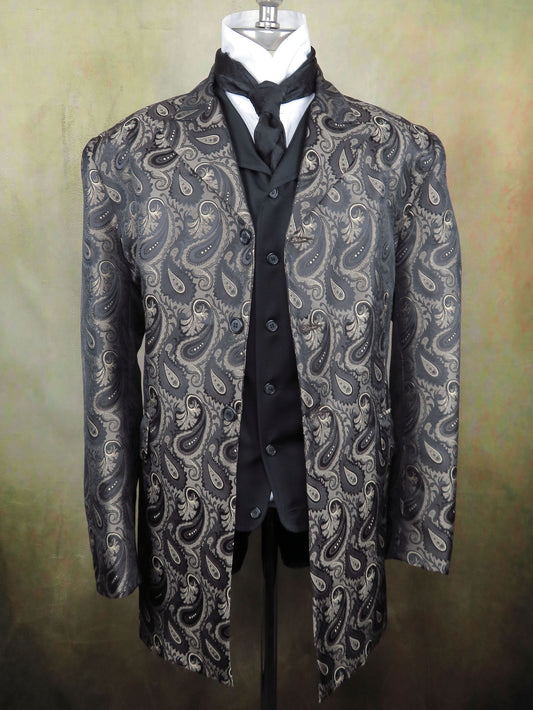 Men's Town Coat - Brown Paisley Brocade