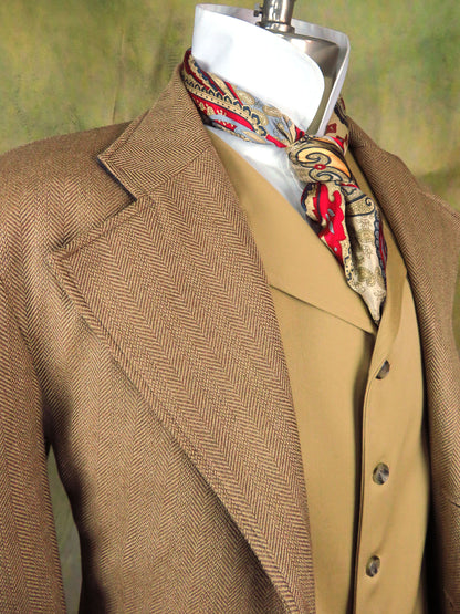 Men's Frock Coat - Camel Herringbone Limited Fabric #991