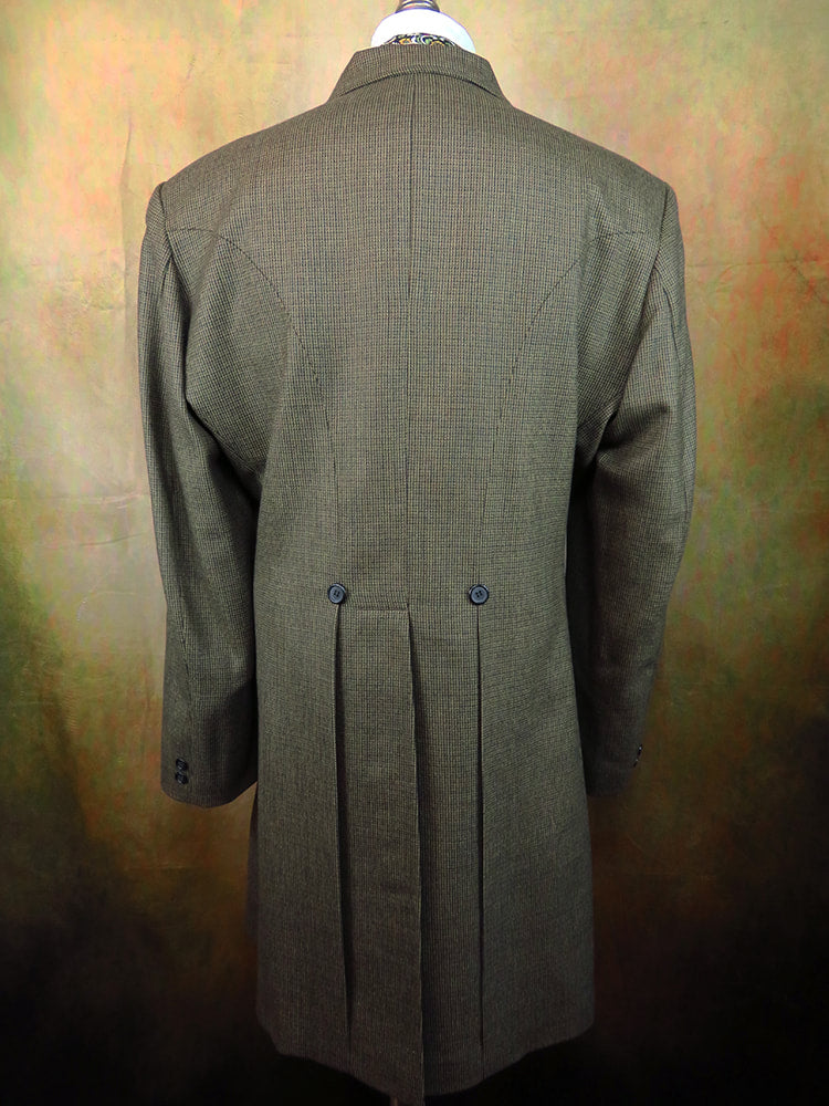 Men's Frock Coat - Green and Brown Mini Check 442a