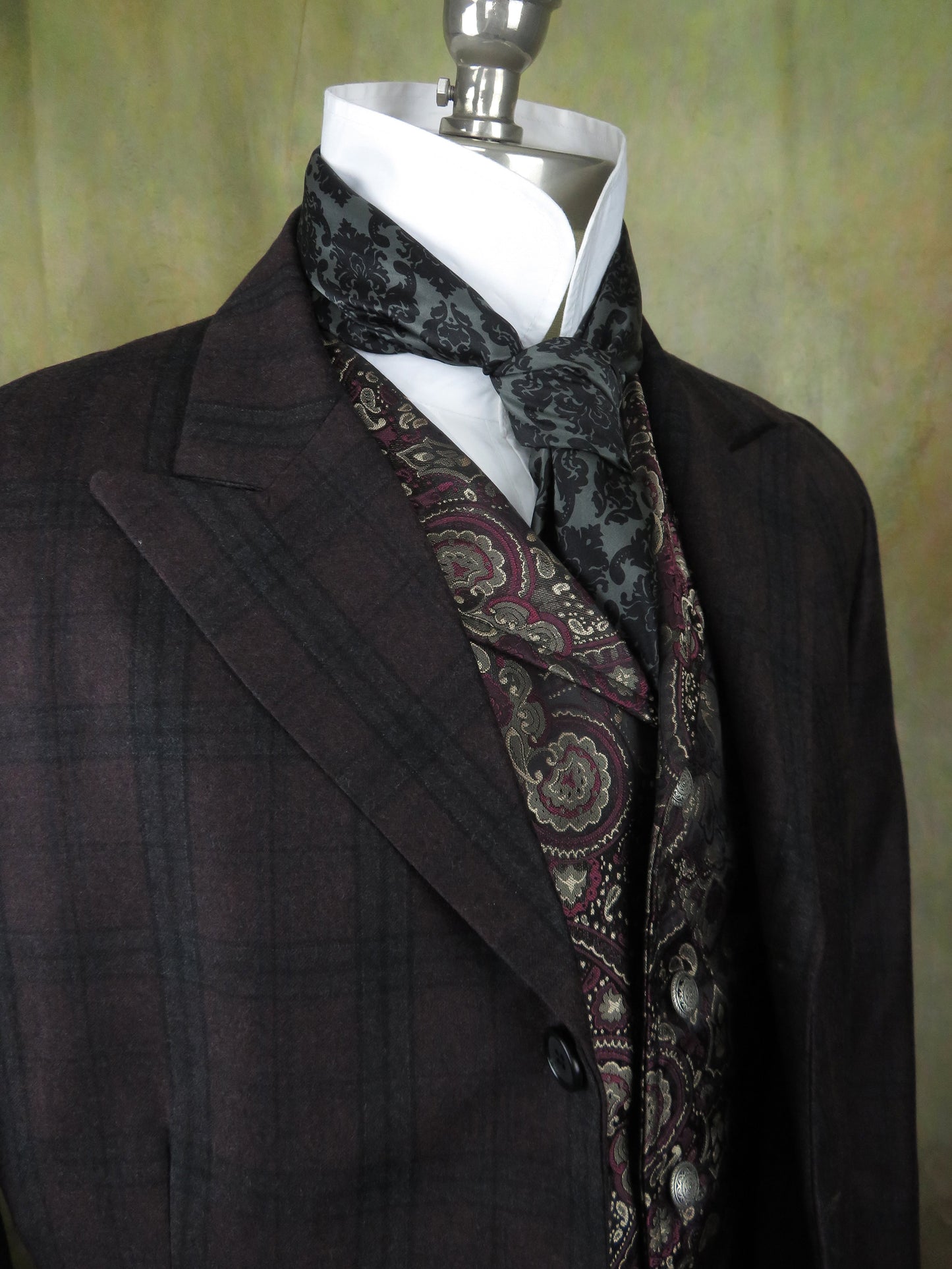 Men's Town Coat - Burgundy and Charcoal Glen Plaid #791-B