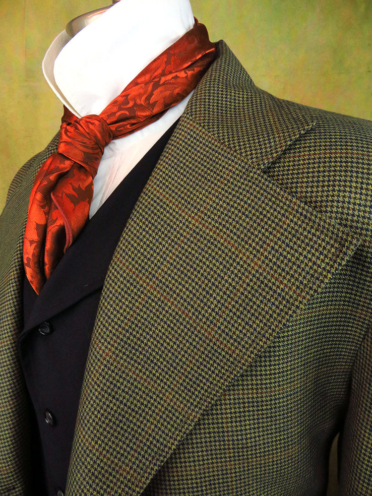 Men's Frock Coat - Dark Mini Houndstooth with Navy and Rust