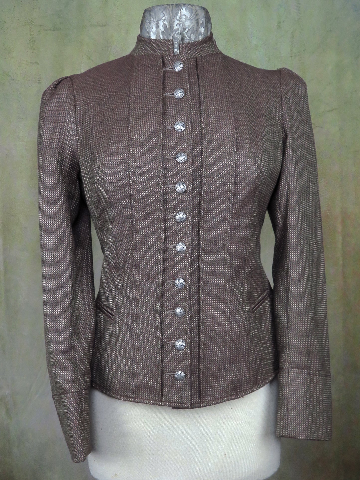 Women's Victoriana Jacket - Bronze and Gold Mini Check ofc1
